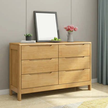 Walnut-White Wood Drawer Dresser — Natural/ White