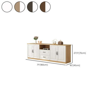 Walnut and White Wood Rectangular Open Storage TV Stand — Walnut/ White