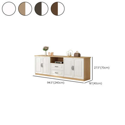 Walnut and White Wood Rectangular Open Storage TV Stand — Walnut/ White