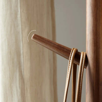 Walnut Wood Brown Tall Hook Coat Rack