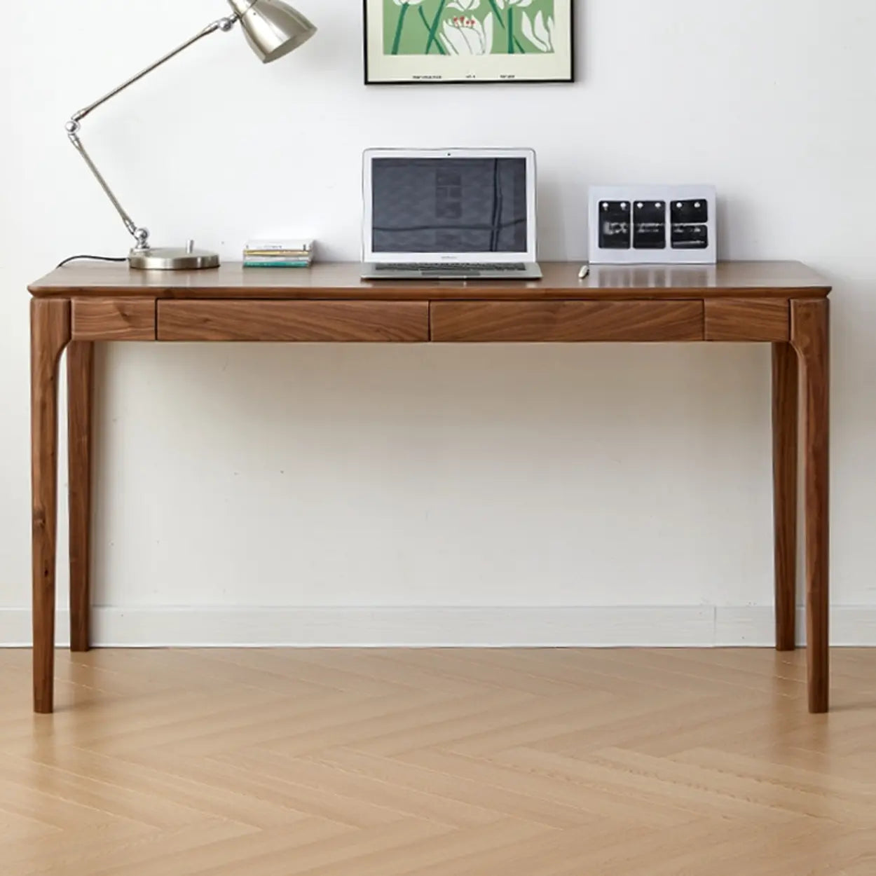Walnut Wood Butcher Block Drawer Writing Desk — Table Only