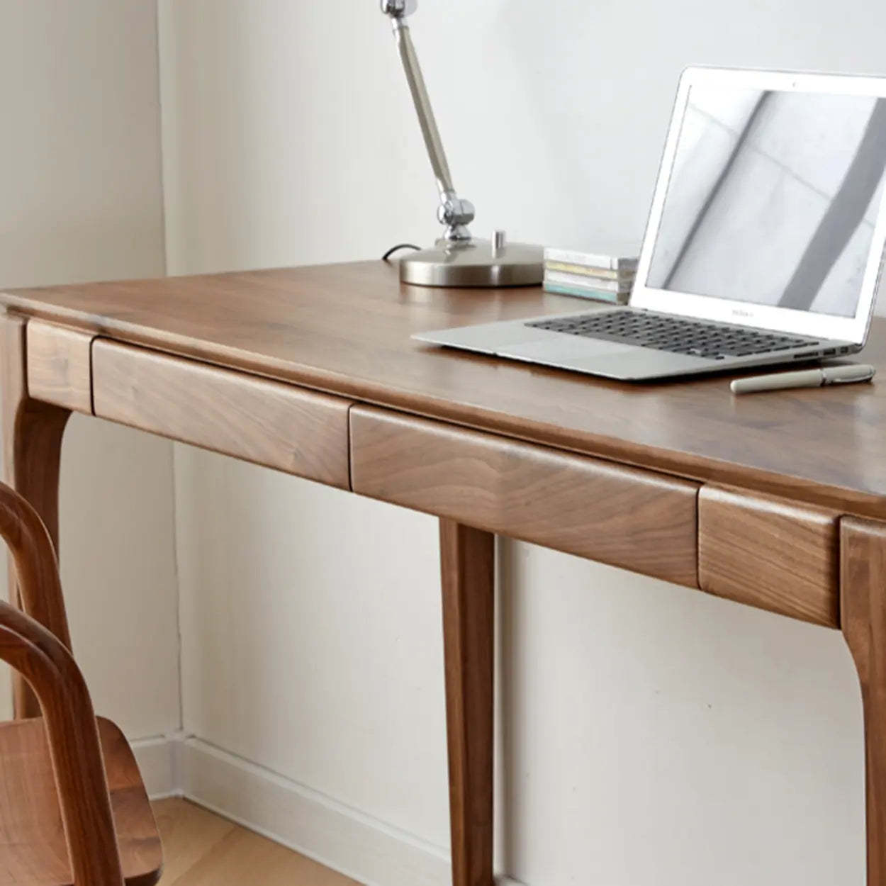 Walnut Wood Butcher Block Drawer Writing Desk