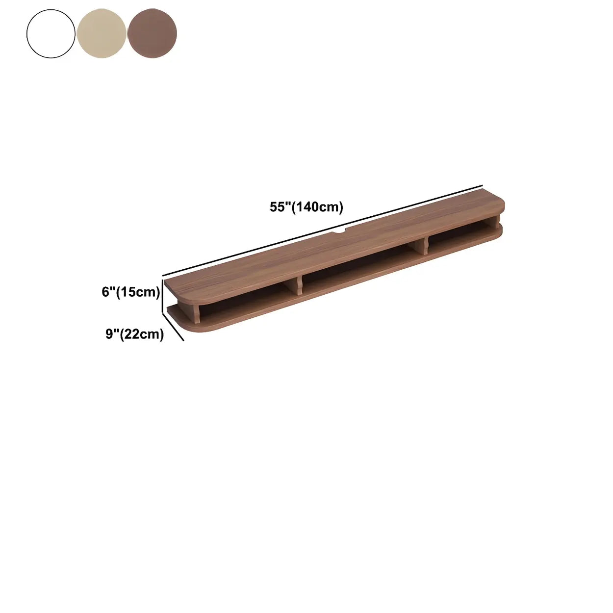 Walnut Wood Floating Open-Storage TV Stand