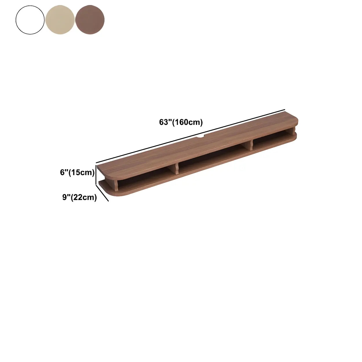 Walnut Wood Floating Open-Storage TV Stand