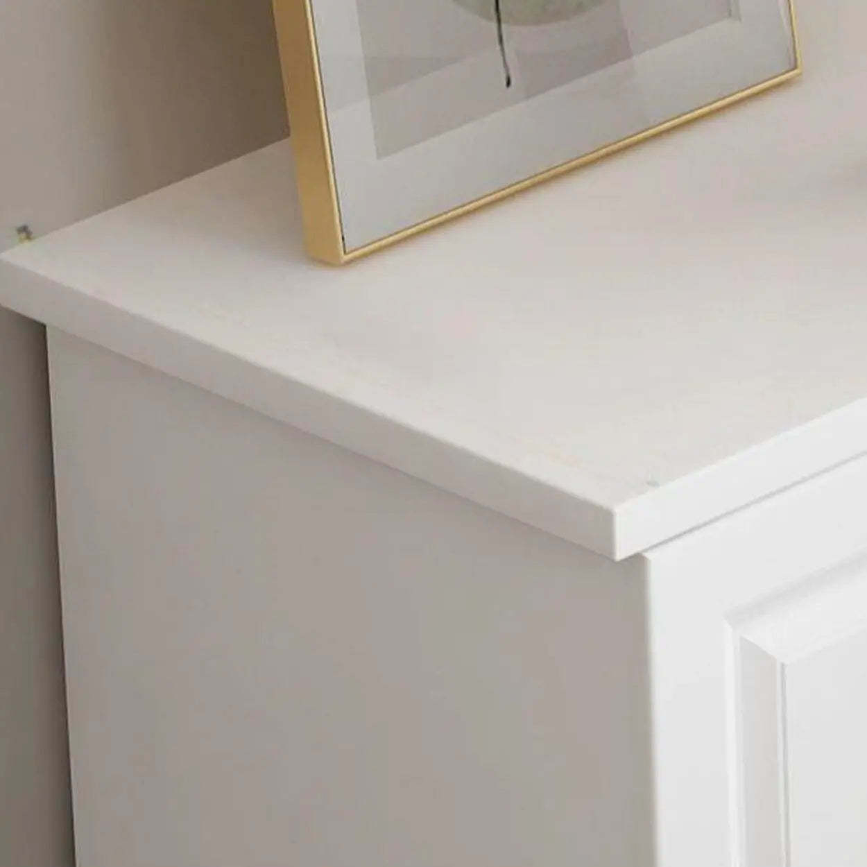 Warm White Wood Open Storage TV Stand