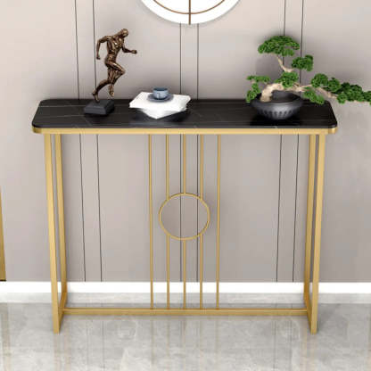 Rectangular Metal Black and Gold Console Table — Gray