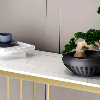Rectangular Metal Black and Gold Console Table — White