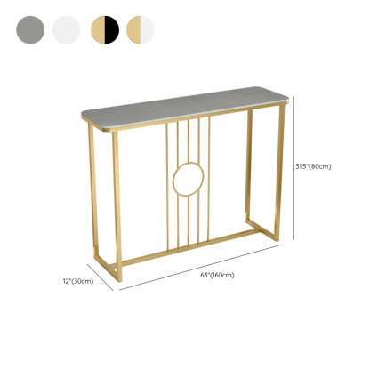 Rectangular Metal Black and Gold Console Table — White
