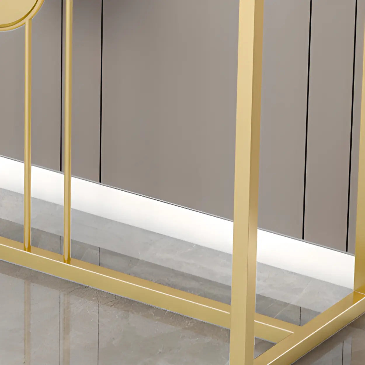 Rectangular Metal Black and Gold Console Table — Gray