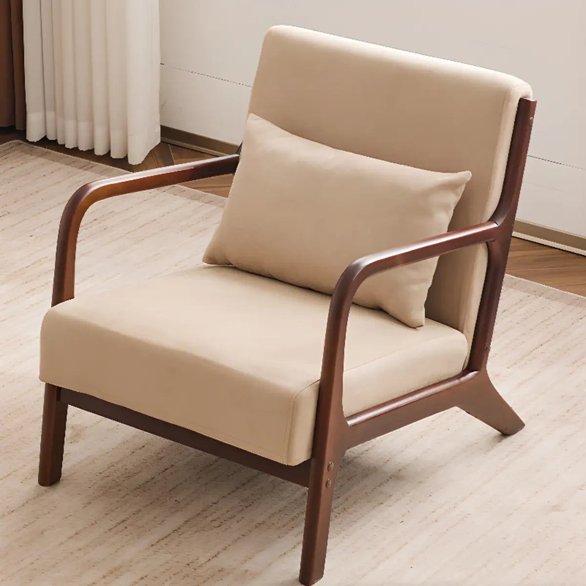 Water Resistant Pillow Back Accent Chair — Cotton and Linen / Single Accent Chair