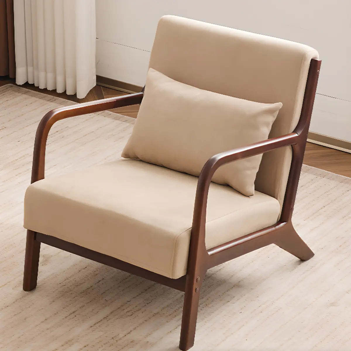 Water Resistant Pillow Back Accent Chair — Cotton and Linen / Single Accent Chair
