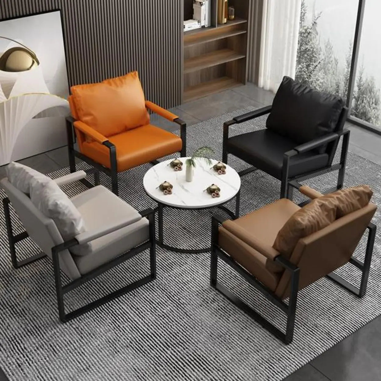 Water-Resistant Pillow-Back Sledge Arm Chair