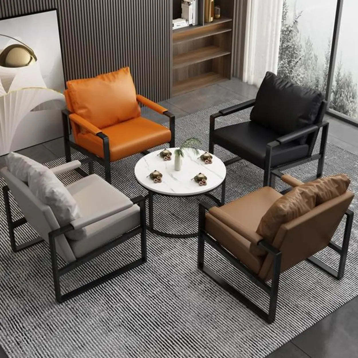 Water-Resistant Pillow-Back Sledge Arm Chair