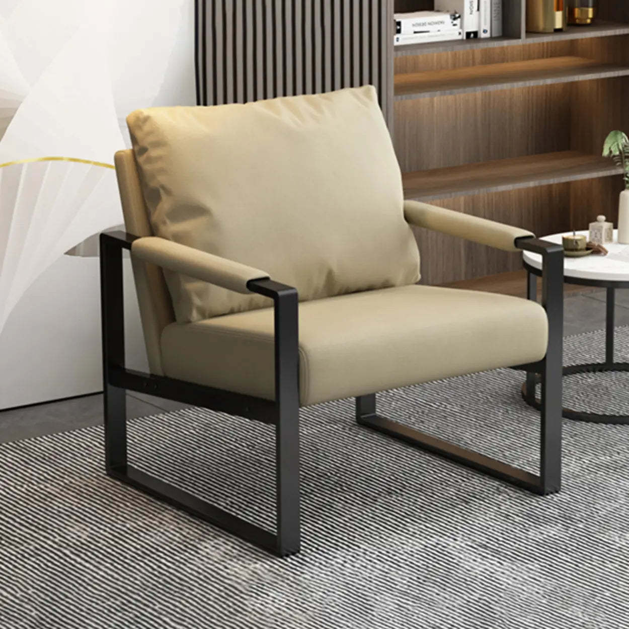 Water-Resistant Pillow-Back Sledge Arm Chair