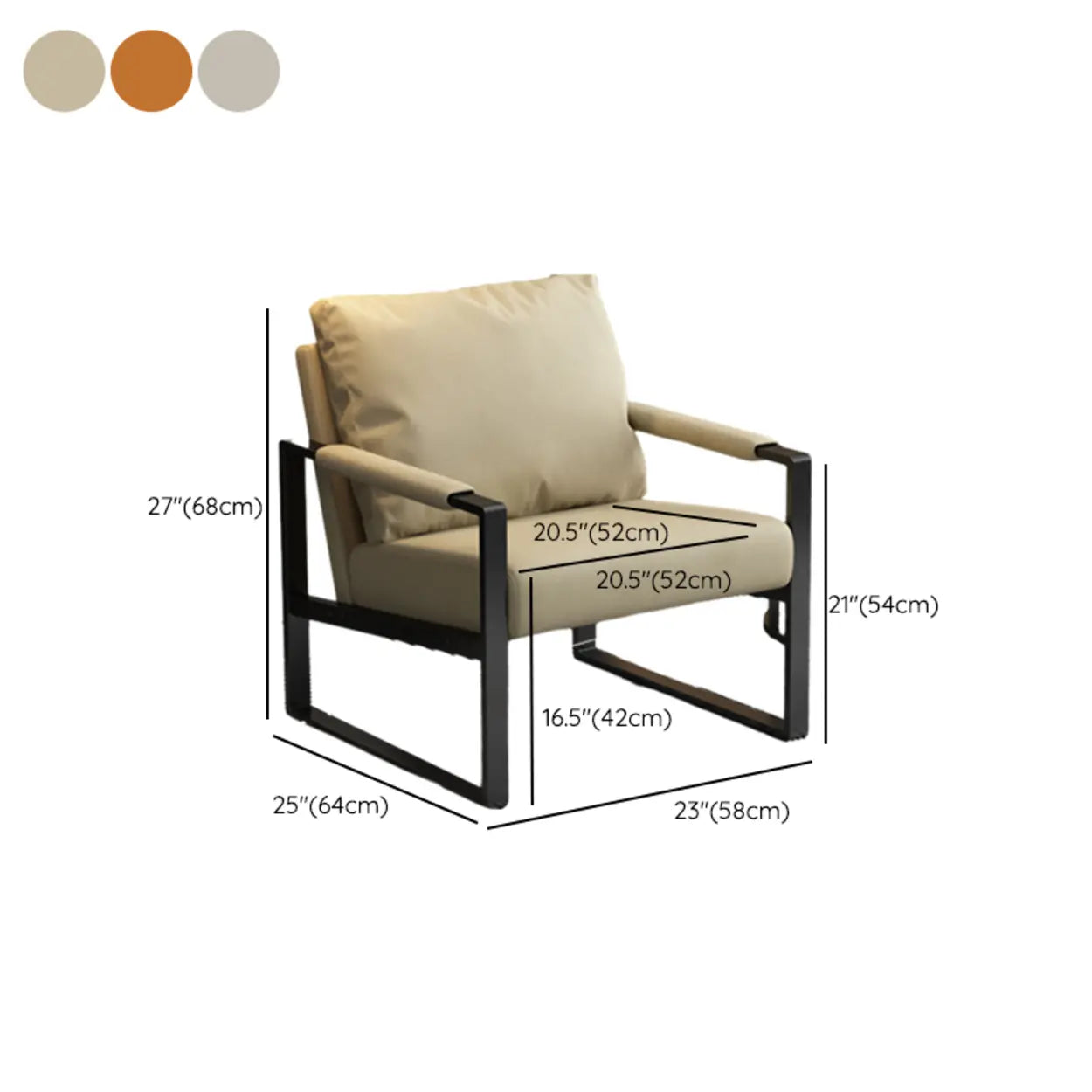 Water-Resistant Pillow-Back Sledge Arm Chair