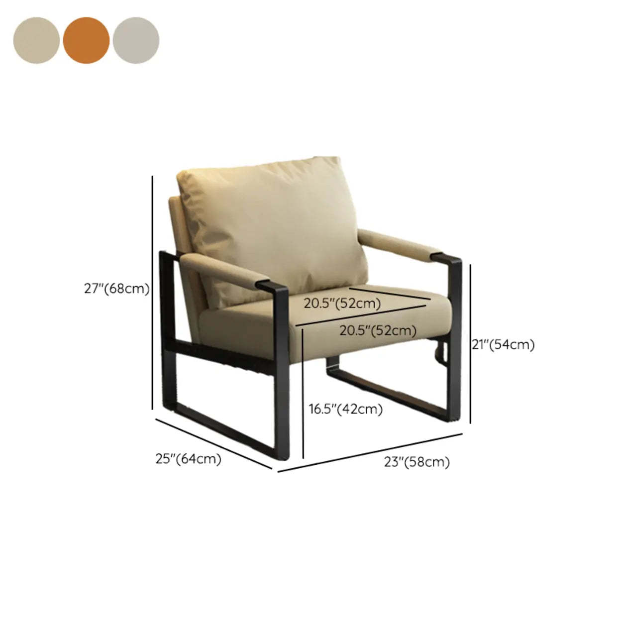 Water-Resistant Pillow-Back Sledge Arm Chair