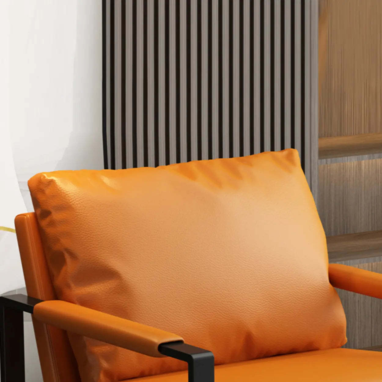 Water-Resistant Pillow-Back Sledge Arm Chair — Orange / Tech Cloth