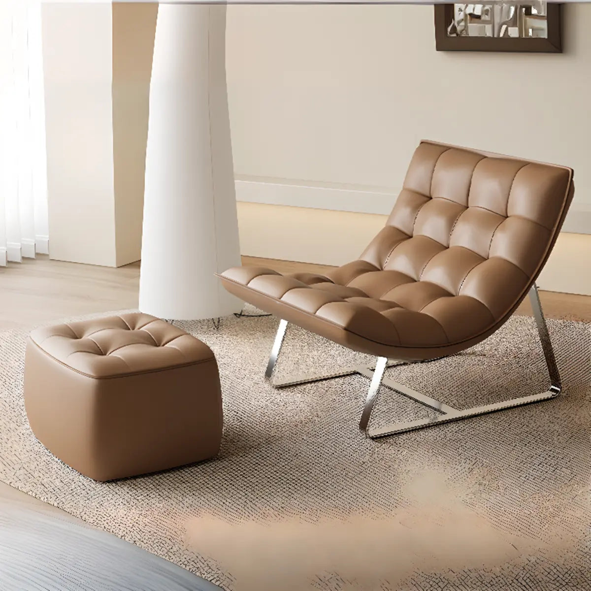 Water Resistant Tufted Back Accent Chair with Ottoman