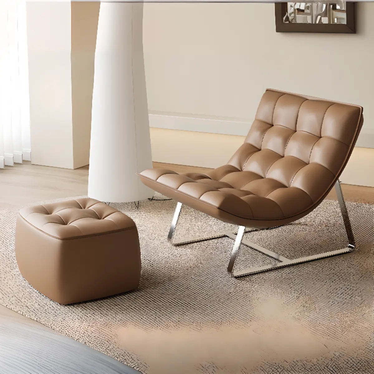 Water Resistant Tufted Back Accent Chair with Ottoman