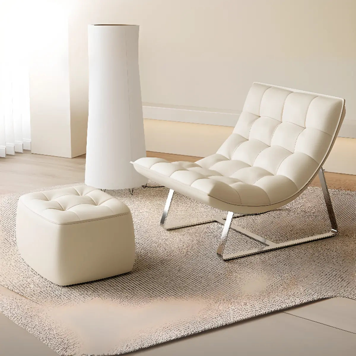 Water Resistant Tufted Back Accent Chair with Ottoman