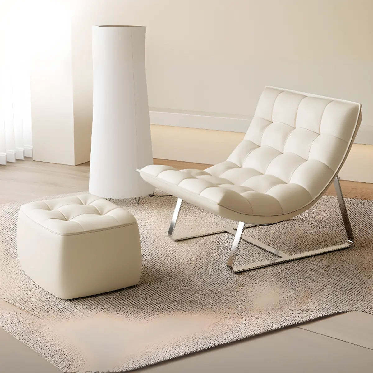 Water Resistant Tufted Back Accent Chair with Ottoman