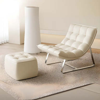 Water Resistant Tufted Back Accent Chair with Ottoman