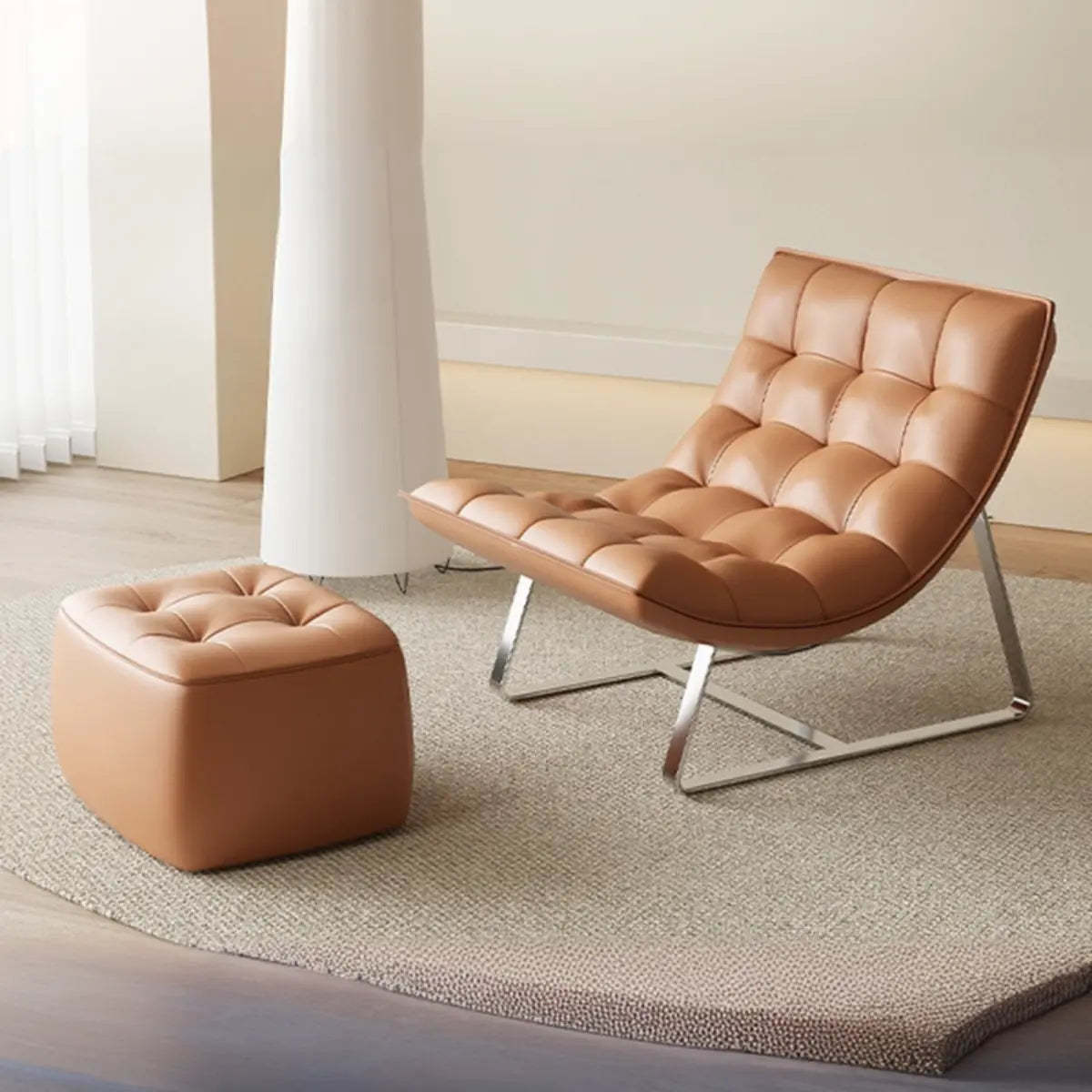 Water Resistant Tufted Back Accent Chair with Ottoman