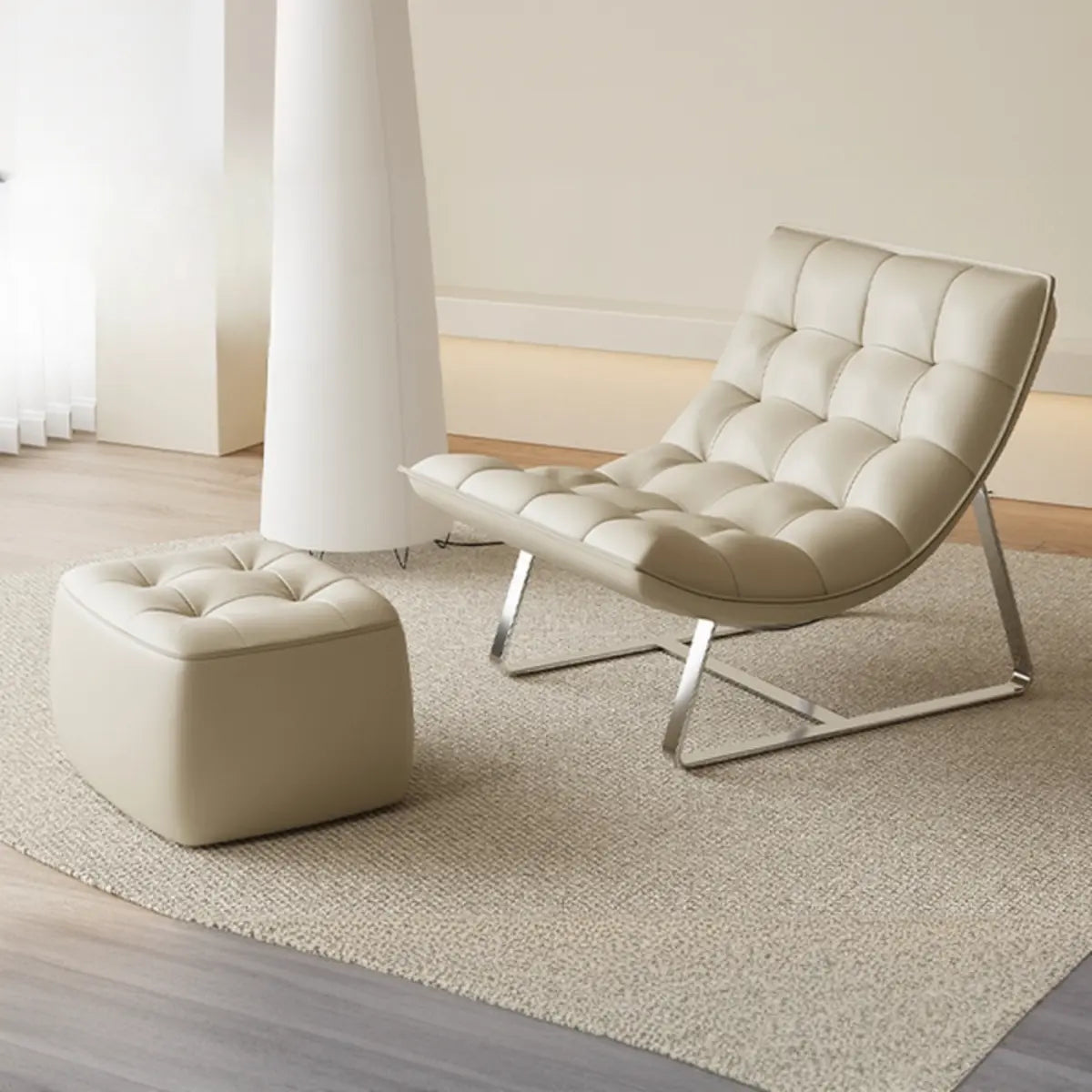 Water Resistant Tufted Back Accent Chair with Ottoman