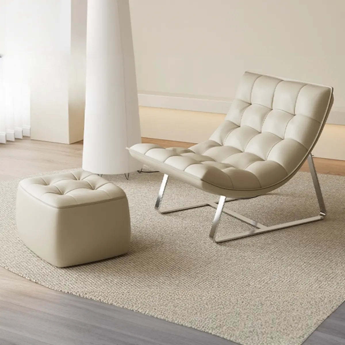 Water Resistant Tufted Back Accent Chair with Ottoman