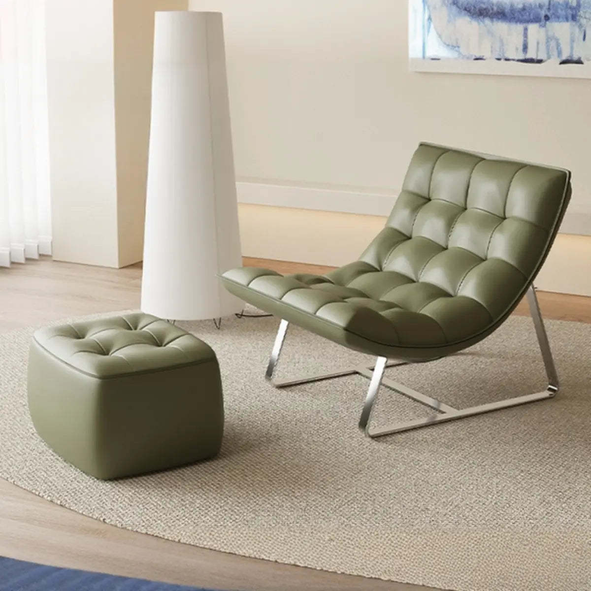 Water Resistant Tufted Back Accent Chair with Ottoman