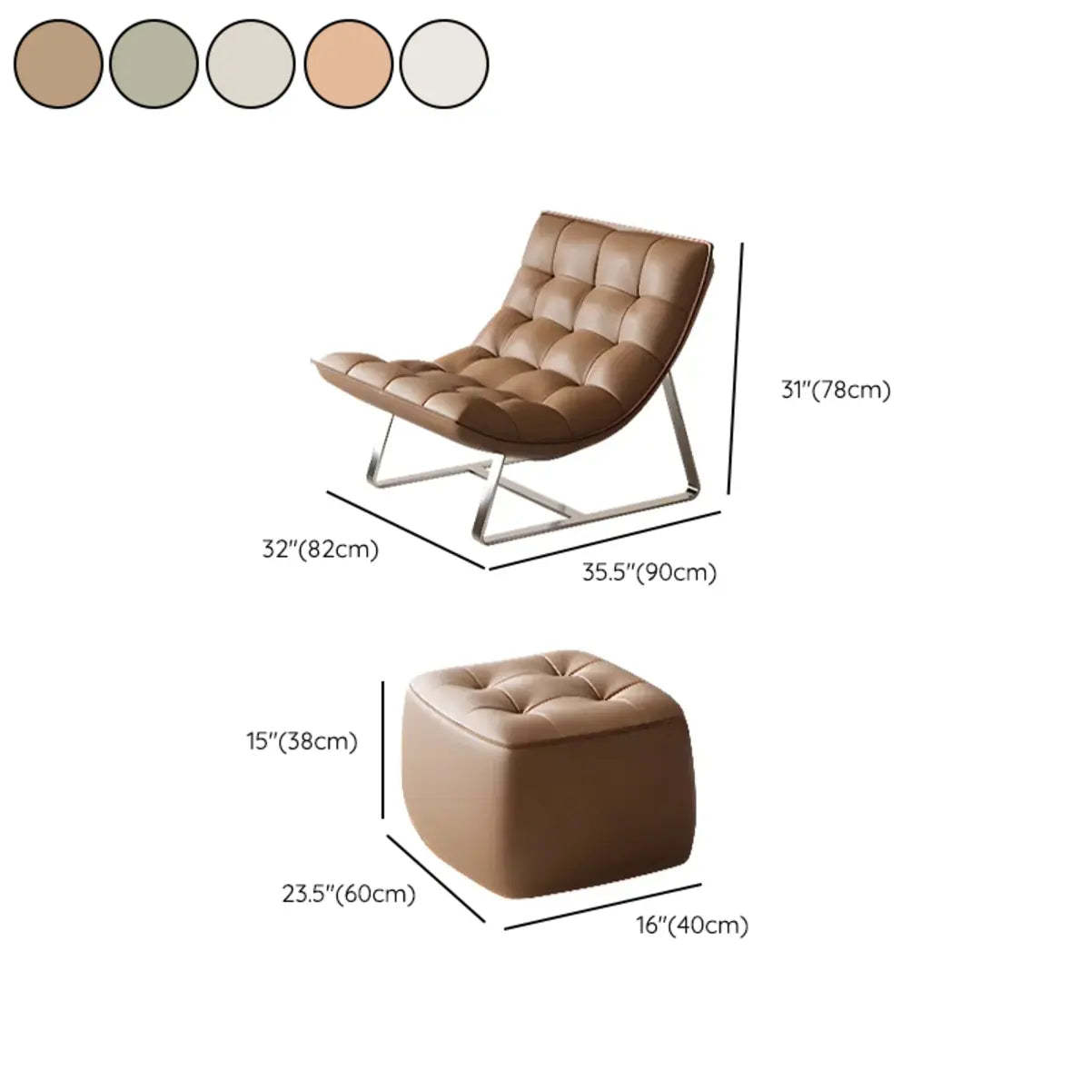 Water Resistant Tufted Back Accent Chair with Ottoman