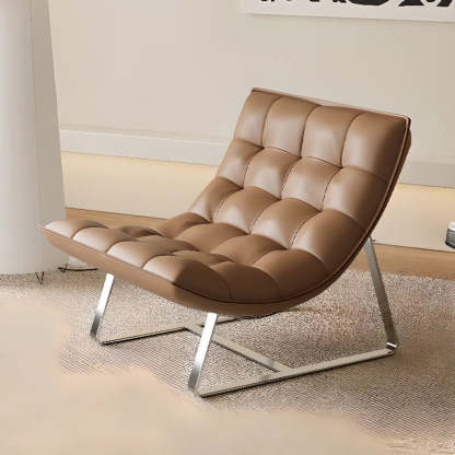 Water Resistant Tufted Back Accent Chair with Ottoman — Cream Gray / Tech Cloth
