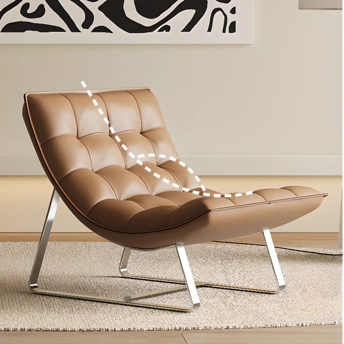 Water Resistant Tufted Back Accent Chair with Ottoman — Off-White / Tech Cloth