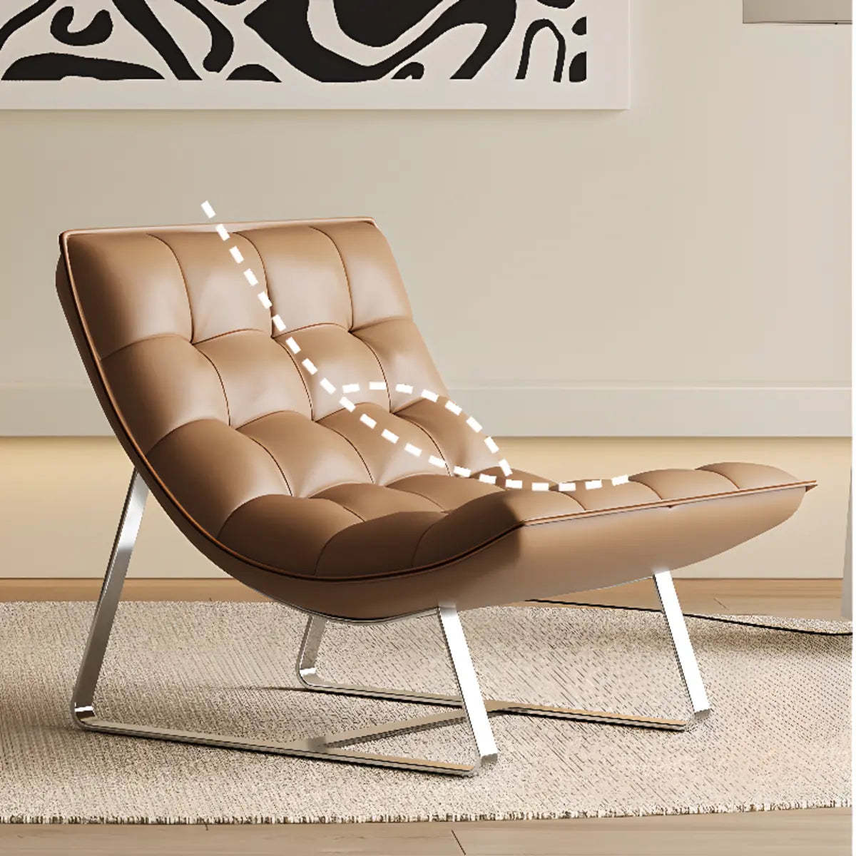 Water Resistant Tufted Back Accent Chair with Ottoman — Off-White / Tech Cloth