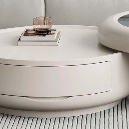 Waterproof Round Glass Nesting Coffee Table with Storage