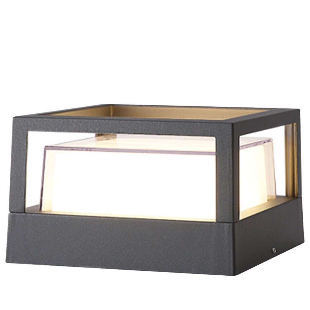 Square Double Layer Shade Outdoor Pier Mount Light Post Lamp-Lighom