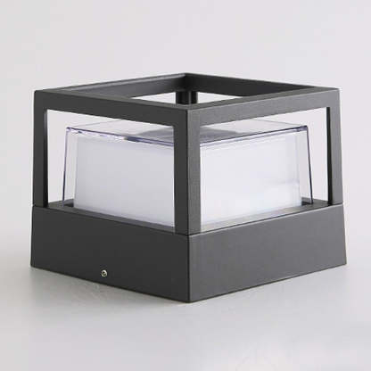 Square Double Layer Shade Outdoor Pier Mount Light Post Lamp-Lighom
