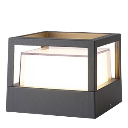 Square Double Layer Shade Outdoor Pier Mount Light Post Lamp-Lighom