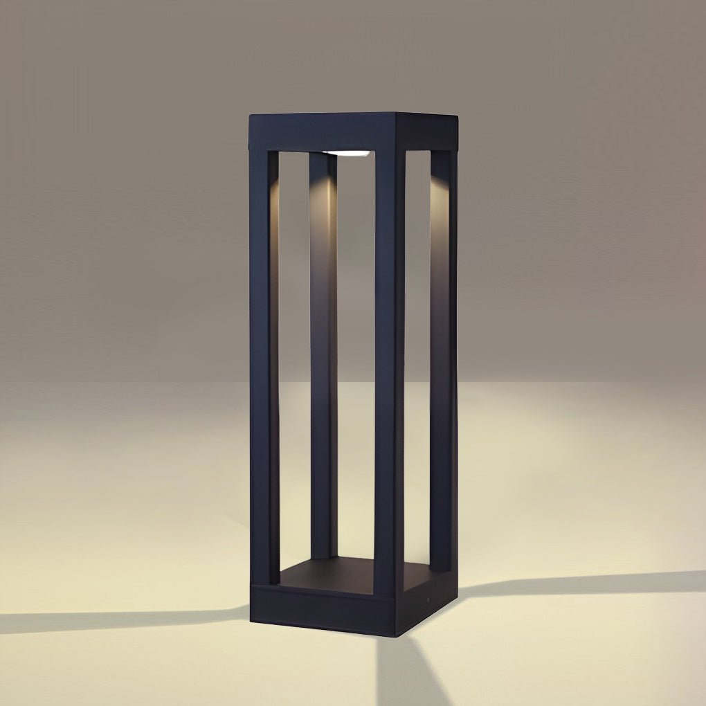 Black Aluminum Garden Bollard LED 7W 4-Beam Lighting-Lighom