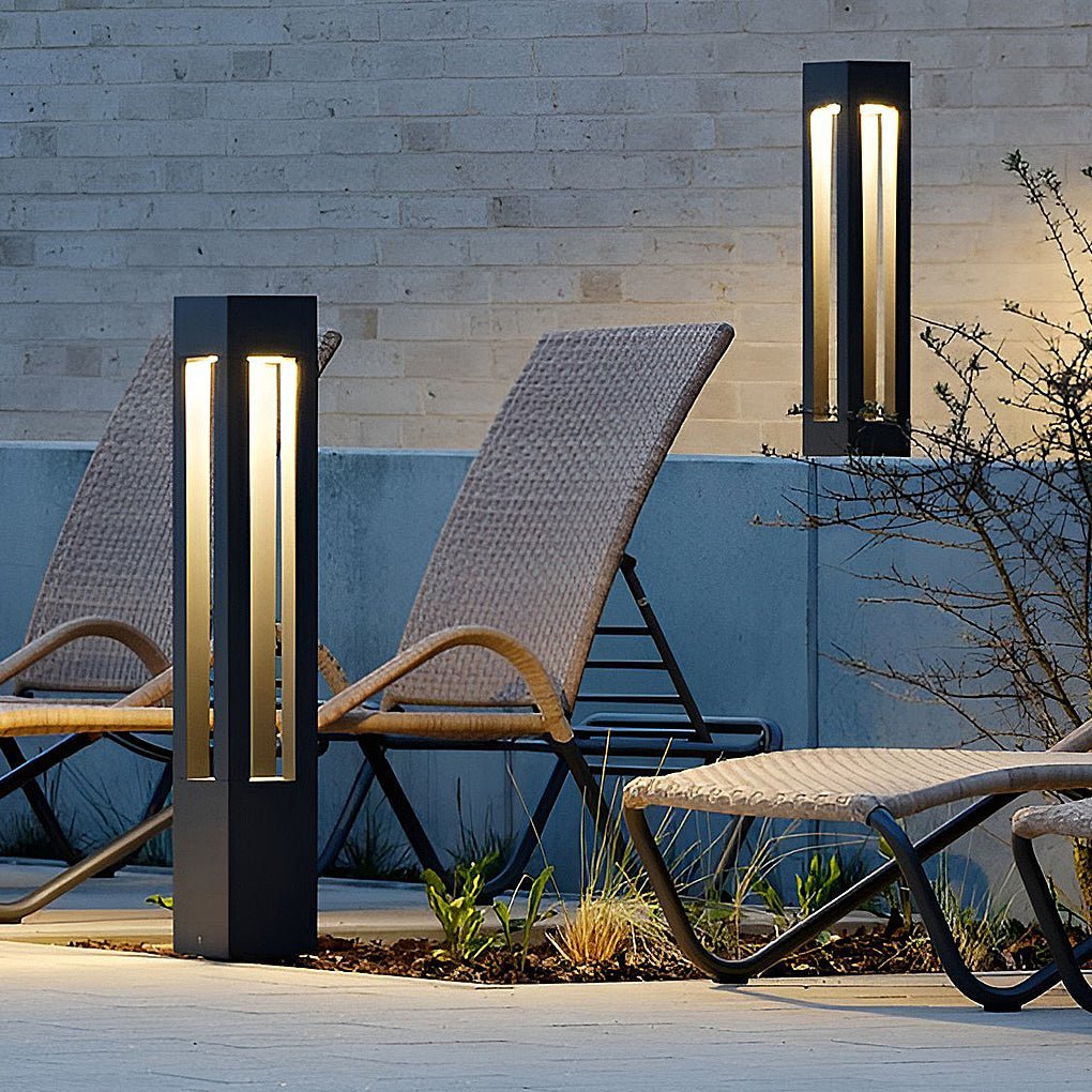 Black Aluminum Garden Bollard LED 7W 4-Beam Lighting-Lighom