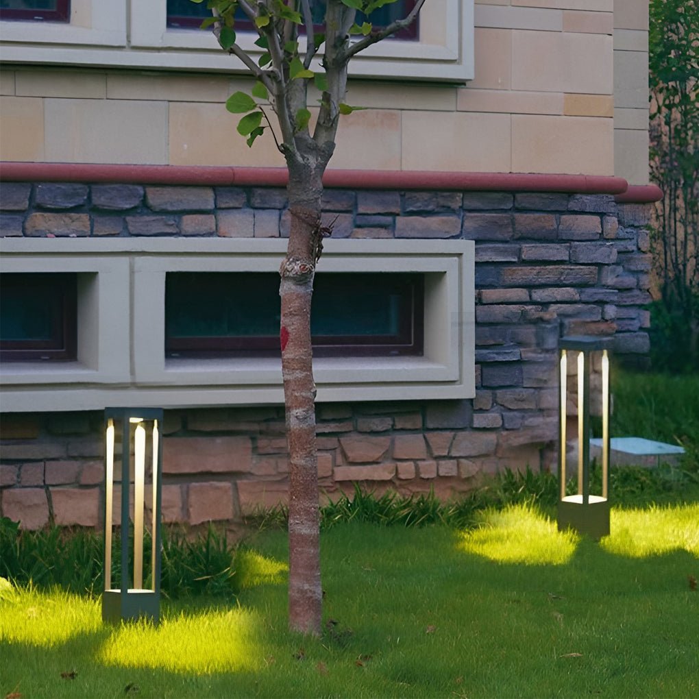 Black Aluminum Garden Bollard LED 7W 4-Beam Lighting-Lighom