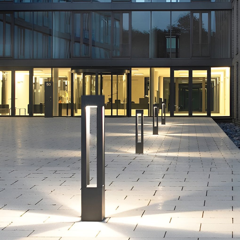 Black Aluminum Garden Bollard LED 7W 4-Beam Lighting-Lighom