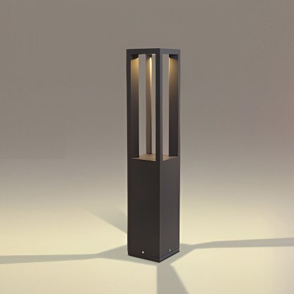 Black Aluminum Garden Bollard LED 7W 4-Beam Lighting-Lighom
