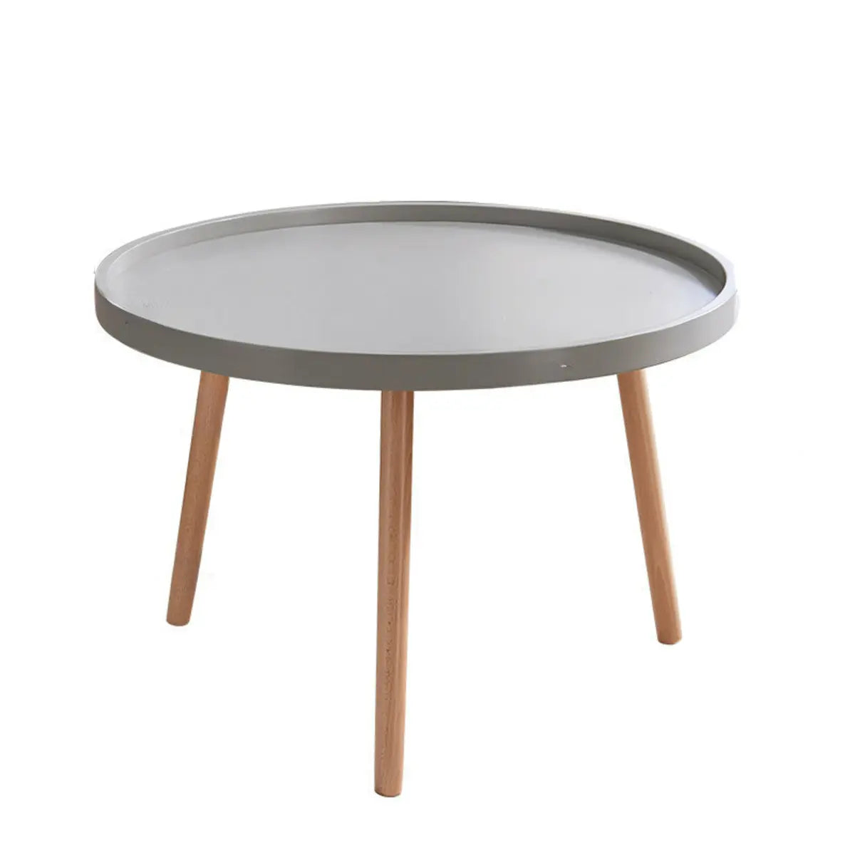 Waterproof Round Tray Beech Three-Leg Coffee Table