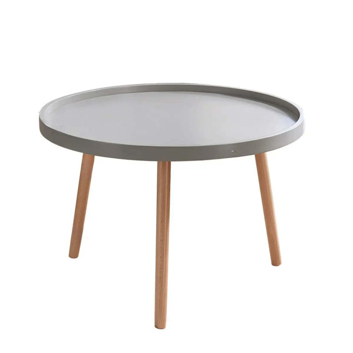 Waterproof Round Tray Beech Three-Leg Coffee Table