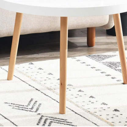 Waterproof Round Tray Beech Three-Leg Coffee Table