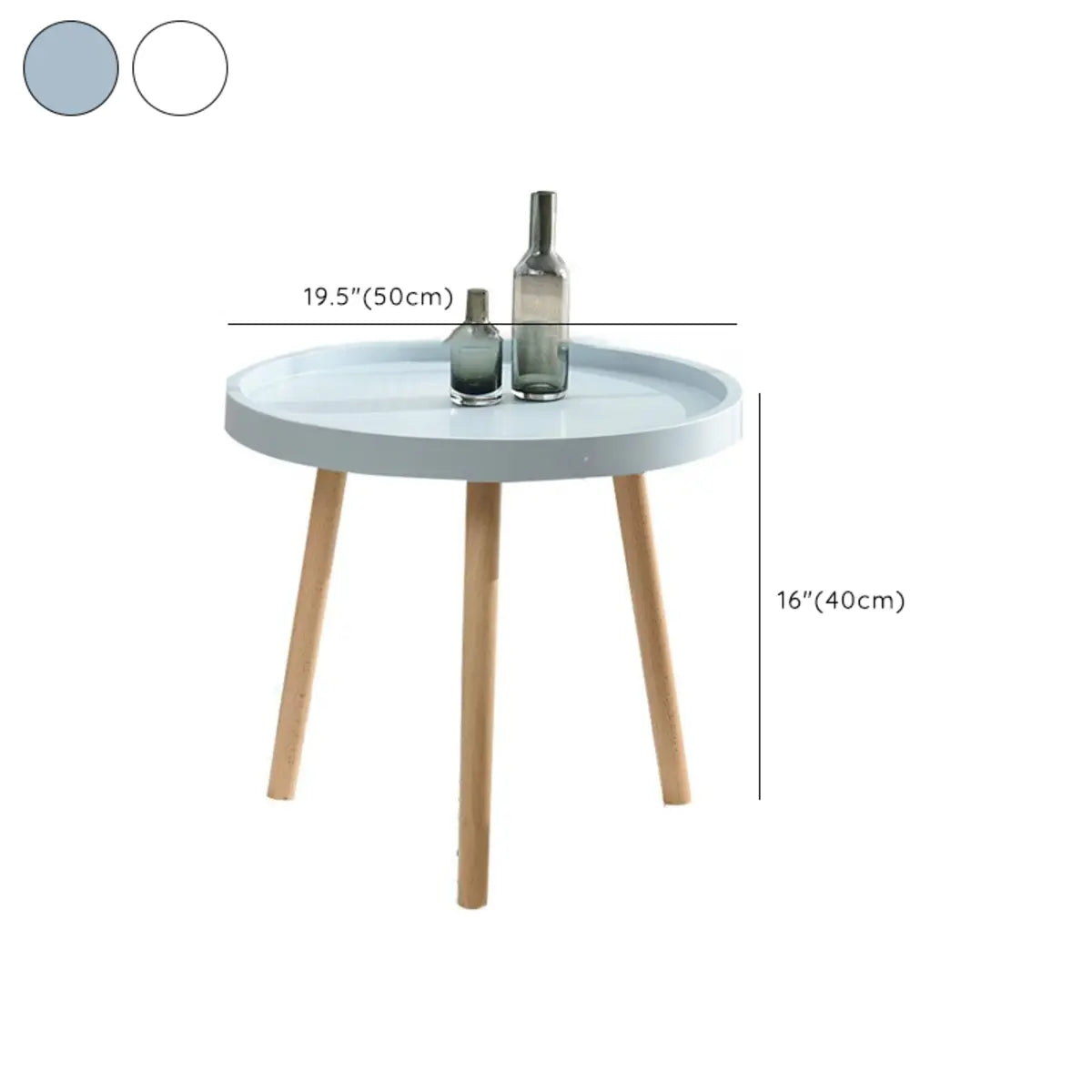 Waterproof Round Tray Beech Three-Leg Coffee Table