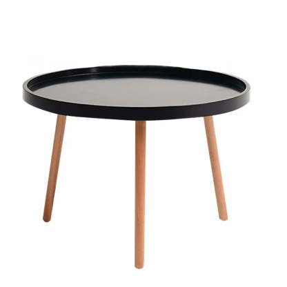 Waterproof Round Tray Beech Three-Leg Coffee Table — Blue