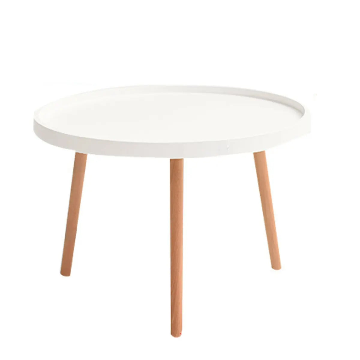 Waterproof Round Tray Beech Three-Leg Coffee Table — Black