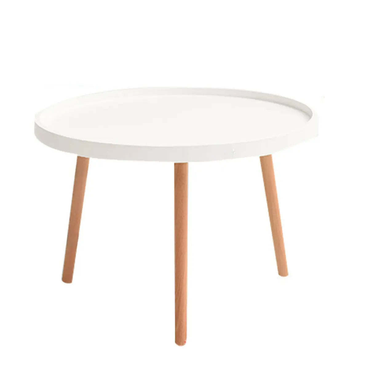 Waterproof Round Tray Beech Three-Leg Coffee Table — Black